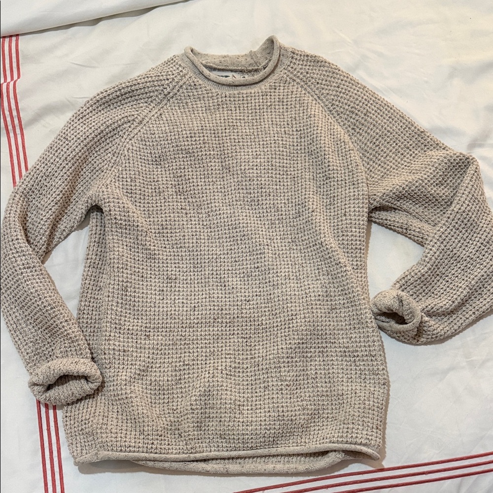 Men's Beige textured sweater sea wool